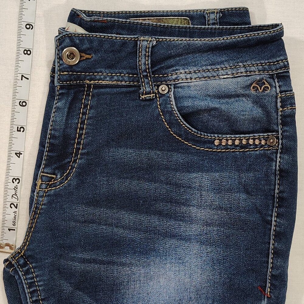 Real Tree Jeans Womens Size 31 Blue Mid Rise Stretch Slim Straight Cut Denim - Picture 11 of 16